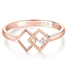 디유아모르 여성용 실버 925 더블디아망 다이아 반지 + 쇼핑백