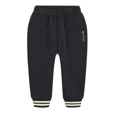 milk mile 童款可愛文字插圖刺繡條紋刷毛束口褲