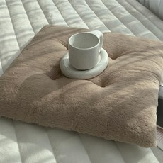 HANSGALLERY 奶油 10mm 超細纖維方形坐墊, 可可色