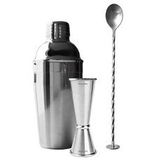 KALDIN 雞尾酒考伯勒雪克杯 550ml + 量酒器 + 吧叉匙套組, 銀色, 1套