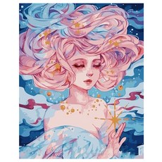 Allode Beati 少女女神圖 牆面裝飾 DIY 圓鑽鑽石畫 40 x 50 cm, NO. 09, 1個