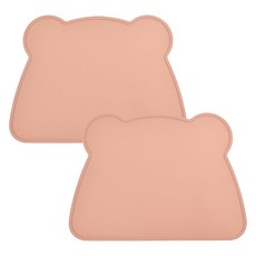 kitchen U 小熊矽膠餐墊, 杏色, 2個, 360 x 260 mm