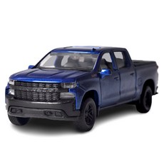 MOTOR MAX 1:32 2019 雪佛蘭 Silverado Trail Boss 四門皮卡 迴力迷你車 壓鑄模型 73677CSBL, 藍色, 1個