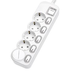 EcoPowerTap LED 獨立開關5孔延長線 EPM-L305SS+保護蓋, 10m, 隨機出貨(安全蓋), 1組