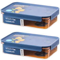 LocknLock 樂扣樂扣 Bisfree Modular Plus密封長方形保鮮盒 海軍藍, 2個, 2.1L