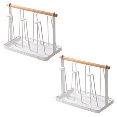 abm 直立式6孔杯子瀝水架 + PP託盤組合, 白色, 2套