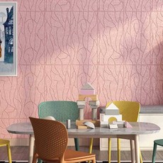 PEONIST 波浪隔熱泡棉壁貼, A款 粉紅色, 2個