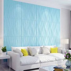 PEONIST 波浪隔熱泡棉壁貼, B款 藍色, 2個