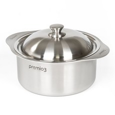 Kitchen-Art IH爐適用Premio系列3層不鏽鋼附蓋雙耳湯鍋 13416, 銀色, 1個, 20cm