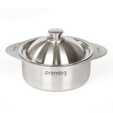 Kitchen-Art IH爐適用Premio系列3層不鏽鋼附蓋雙耳湯鍋 13415, 銀色, 1個, 18cm