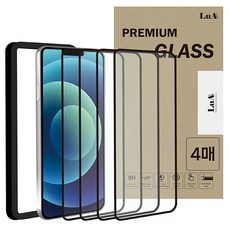 LuA lovel 黑邊 9H 鋼化玻璃複合材質手機螢幕保護貼 4入組, 1套