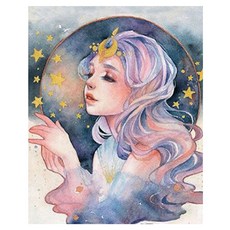 Alode Beati 女孩女神繪畫牆壁裝飾 DIY 珠寶十字繡圓形 40 x 50 cm, 不。 08