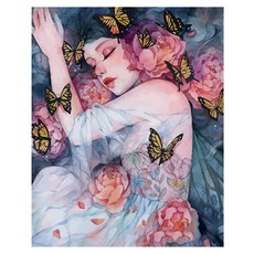 알로데 베아티 소녀 여신 그림 벽 장식 DIY 보석십자수 스퀘어 30 x 40 cm, NO. 07, 1개