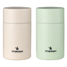 HOMEANY 迷你馬克保溫瓶2入組, 200ml, 米色+綠色, 1組
