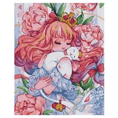 알로데 베아티 소녀 여신 그림 벽 장식 DIY 보석십자수 라운드 30 x 40 cm, NO. 11, 1개