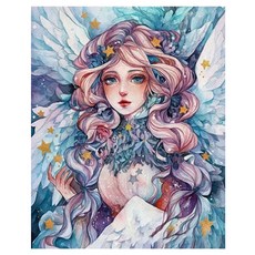 알로데 베아티 소녀 여신 그림 벽 장식 DIY 보석십자수 라운드 40 x 50 cm, NO. 10, 1개