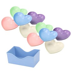 리빙쉘 하트모양 소쿠리 쟁반 접시 5종 x 2p + 받침대 세트, 베이지 + 핑크 + 그린 + 블루 + 퍼플 + 랜덤 발송, 1세트