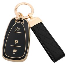 MD global TPU智能鑰匙全包覆保護殼 + 鑰匙圈組合, 黑色, 雪佛蘭 B型