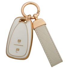 MD global 雪佛蘭兼容TPU汽車鑰匙殼 + 皮革鑰匙繩組合, 象牙白, 雪佛蘭 A型