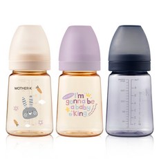 마더케이 베이직 PPSU 젖병 트리플 세트(무꼭지), 토끼크림 + 베베라일락 + 베이직네이비, 180ml, 1세트