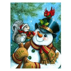 알로데 눈사람 산타 트리 겨울 벽 장식 보석십자수 DIY 키트 라운드 30 x 40 cm, NO 08, 1세트