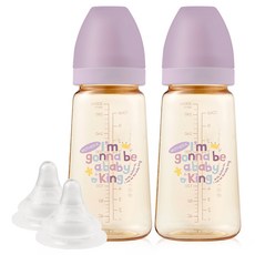 마더케이 베이직 PPSU 젖병 베베 2p + 젖꼭지 3단계 2p 세트, 라일락(젖병) + 단일색상(젖꼭지), 280ml, 1세트
