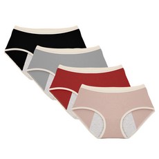 GLAM GONGGAM 7日衛生褲4件組, 黑色, 灰色, 酒紅色, 粉紅色