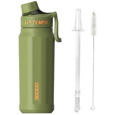 DODGE大容量吸管保溫杯+專用吸管+吸管刷組, 卡其色, 670ml, 1組