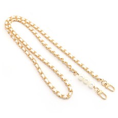 Onenough 金色鏈條皮革長掛繩手機配件 125cm, 1個, 白色