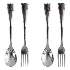 kitchen U 兒童立體小熊不鏽鋼湯匙叉子組, 銀色, 湯匙 2p + 叉子 2p, 2套