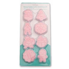 Cook & Bake 聖誕郵票餅乾模具 8件套, 粉紅色, 1組
