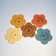 手工標籤 5款 x 4入 組合 4 花朵標籤, 奶油色, 芥末黃, 駝色, 橘色, 薄荷天藍色, 1套