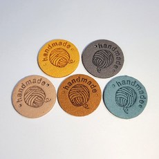 圓形手工標籤 5種 x 4p 套組, 杏米色,芥末黃,駝色,灰色,薄荷天藍色, 1套