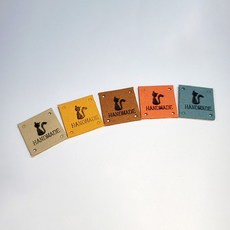 手工方形狐狸標籤, 淺米色 + 芥末黃 + 駝色 + 橘色 + 薄荷天藍, 1套