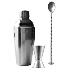 KALDIN 考伯勒雪克杯 550ml + 量酒器 15 / 30ml + 吧叉匙套組, 銀色, 1套