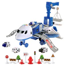 變形飛機 中型飛機玩具 作動玩具 迷你車, 變形警察飛機