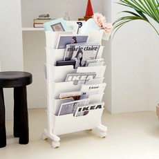 보노하우스 베이직 이동식 북 트롤리, 화이트, 6단