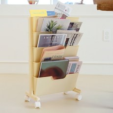 BONOHOUSE 基本款移動式書本推車, 5層, 奶油色