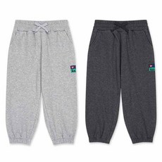 JELISPOON 童款簡約素色刷毛運動束口長褲 2件組