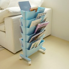 보노하우스 베이직 이동식 북 트롤리 6단, 모던블루