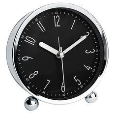 NASKAPI 金屬圓珠靜音鬧鐘桌鐘, 黑色