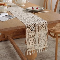 cofv 蕾絲點綴桌巾 桌旗, 23 x 120 cm, 款式2