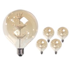 비츠온 원하 에디슨 LED 눈꽃 전구 1.8W G125-G, 5개, 전구색
