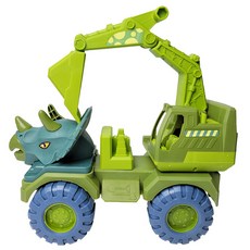 恐龍工程車玩具 04 三角龍挖土機, 混合顏色, 1個