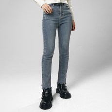 미쏘 여성용 밑단 컷팅 9부 슬림 일자핏 데님