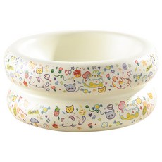 PASTEL PET 寵物Doodle甜甜圈雙層餐具 FREE(8 x 18 cm), 1個, 象牙白