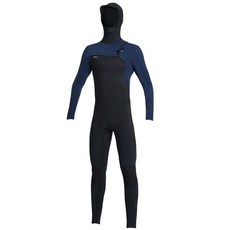 O'NEILL 男童 Hyperfreak 胸前拉鍊全身 5/4MM 連帽防寒衣 5352OA2, BLACK + NAVY