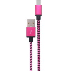 헨센 A타입-C타입 패브릭 뱀패턴 합금 충전 케이블, 로즈레드, 1개, 1m