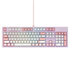 ABKO Ice Cube Kyle光軸LED密封遊戲機械式有線一般型鍵盤, 粉紅色, AN08, 紅軸