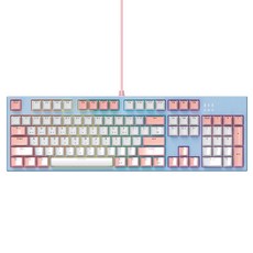 ABKO 冰塊 Kailh光軸 LED 墊片式 遊戲 機械式 有線 標準型 鍵盤, 藍色, AN08, 紅軸